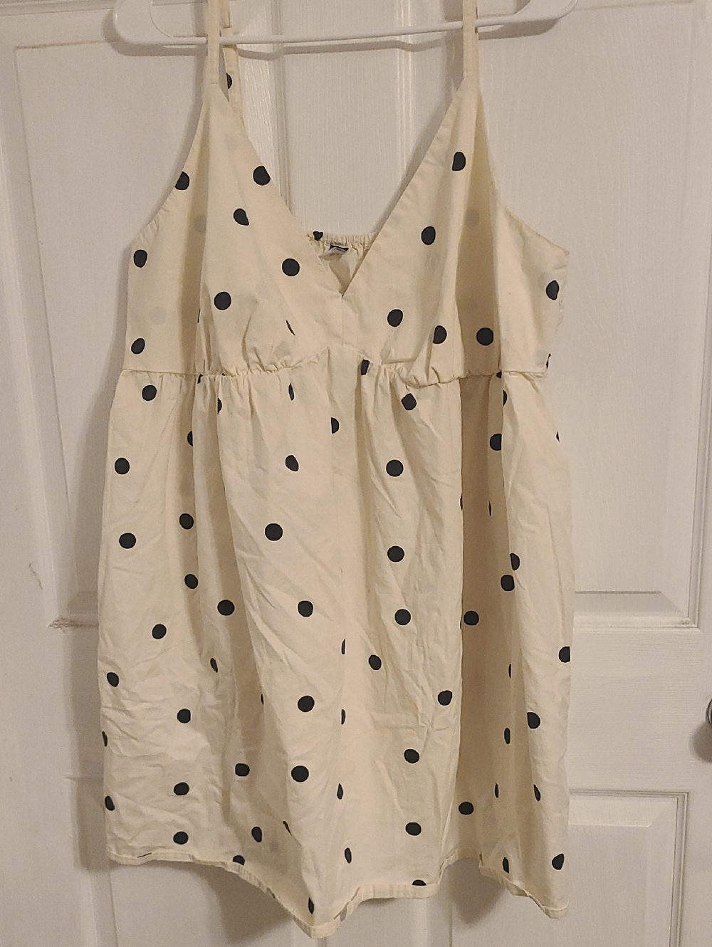 Old Navy Cream Dress with Navy Polka Dots